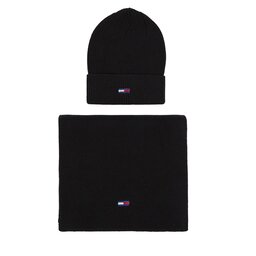 Tommy Hilfiger Set căciulă și fular tip guler Tommy Hilfiger Tjw Flag Beanie And Scarf AW0AW15482 Black BDS