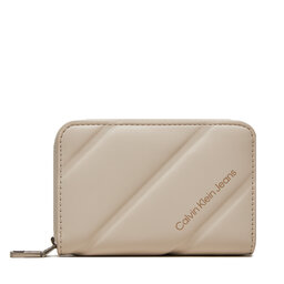 Calvin Klein Jeans Mały Portfel Damski Calvin Klein Jeans Quileted Med Zip K60K612256 Écru