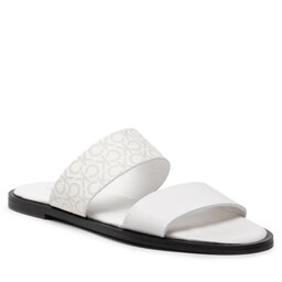 Calvin Klein Sandaler och Slip-ons Calvin Klein Almond Flat 2Bar Slide HW0HW01134 Ck White YAF