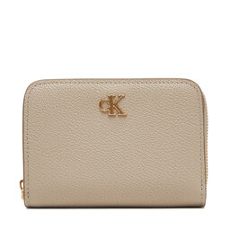 Calvin Klein Malá dámska peňaženka Calvin Klein Minimal Monogrm Lthr Med Flap Zi LV04F1064G Hnedá