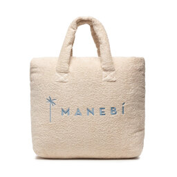 Manebi Geantă Manebi Riviera Bag Medium T 3.4 Aq Natural W Blue Logo Terry Cotton