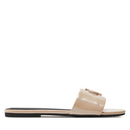Calvin Klein Jeans Pantoletten Calvin Klein Jeans Flat Sandal Slide Mg Met YW0YW01348 Beige