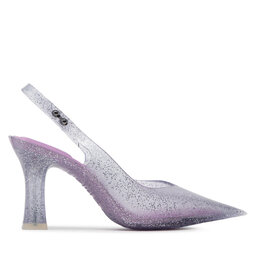 

Босоніжки Melissa Slingback Heel + Larroude 33606 Clear Glitter Silver AC619, Фіолетовий