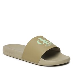 Calvin Klein Jeans Șlapi Calvin Klein Jeans Slide Oversized Brand YM0YM00662 Travertine 0H8