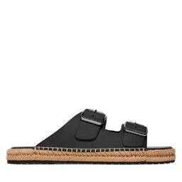 Tommy Hilfiger Еспадрильї Tommy Hilfiger Flex Jutte Hilfiger Lth Sandal FM0FM05646 Чорний