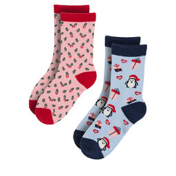 Nelli Blu 2 pares de calcetines altos para niño Nelli Blu 7KB-006-AW23 (2-pack) Rojo