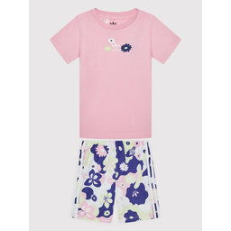 adidas adidas Conjunto de camiseta y pantalones cortos Flower Print HC1949 Rosa Regular Fit
