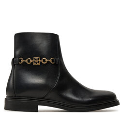 Tommy Hilfiger Īsie zābaki Tommy Hilfiger Th Chain Leather Low Bootie FW0FW08251 Melns