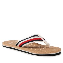 Tommy Hilfiger Zehentrenner Tommy Hilfiger Cork Beach Sandal FM0FM04475 Weathered White AC0