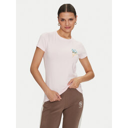 Guess Guess Póló Flowers W4YI30 J1314 Rózsaszín Slim Fit