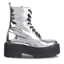 Tommy Jeans Botki Tommy Jeans Tjw Flatform Zip Up Metallic EN0EN02403 Szary