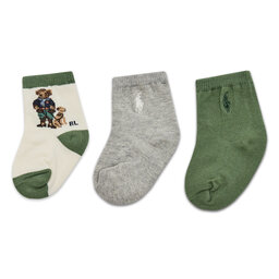Polo Ralph Lauren 3 pares de calcetines altos para niño Polo Ralph Lauren 441896724001 Green/Cream