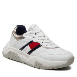 Tommy Hilfiger Laisvalaikio batai Tommy Hilfiger Low Cut Lace-Up Sneaker T3A9-32355-1438X S White/Silver X025