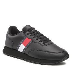 Tommy Jeans Сникърси Tommy Jeans Leather Runner Ess EM0EM00898 Triple Black 0GK