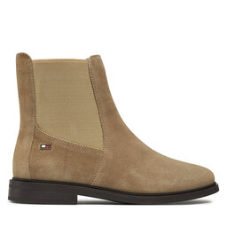 Tommy Hilfiger Μποτάκια με λάστιχο Tommy Hilfiger Flag Suede Low Chelsea FW0FW08176 Μπεζ