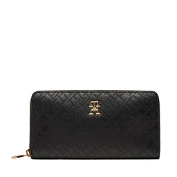 Tommy Hilfiger Duży Portfel Damski Tommy Hilfiger Th Distinct Lrg Za Mono AW0AW17258 Czarny
