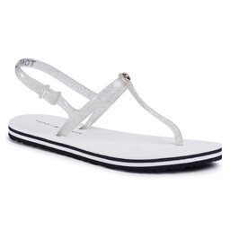 Tommy Hilfiger Σανδάλια Tommy Hilfiger Irredescent Flat Beach Sandal FW0FW04796 White YBS