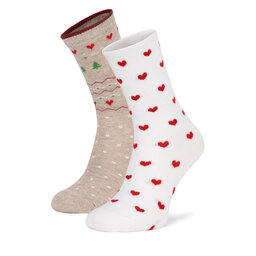 Jenny Fairy 2er-Set hohe Damensocken Jenny Fairy 4WB-004-AW24 (2-pack) Weiß