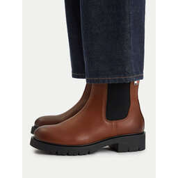 Tommy Jeans Klassische Stiefeletten Tommy Jeans Tjw Cleated Chelsea Boots EN0EN03105 Braun