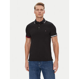 Tommy Hilfiger Tommy Hilfiger Поло Flag Cuff MW0MW38458 Чорний Slim Fit