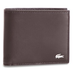 Lacoste Μεγάλο Πορτοφόλι Ανδρικό Lacoste Large Billfold & Coin NH1112FG Dark Brown 028