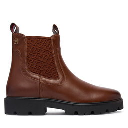 Tommy Hilfiger Klassische Stiefeletten Tommy Hilfiger Th Monogram Leather Chelsea Boot FW0FW09562 Braun