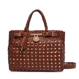 Tommy Hilfiger Handtasche Tommy Hilfiger American Icon Mini Tote Braided AW0AW18734 Braun