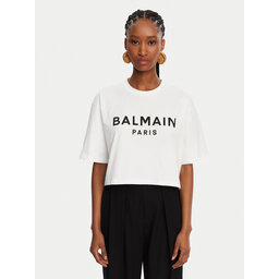 Balmain Balmain Marškinėliai BF1EE020BB02 Balta Relaxed Fit