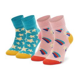 Happy Socks Σετ ψηλές κάλτσες παιδικές 2 τεμαχίων Happy Socks KSST19-6000 Έγχρωμο