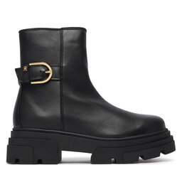 Tommy Hilfiger Stiefeletten Tommy Hilfiger Leather Chunky Th Buckled Boot FW0FW09549 Schwarz
