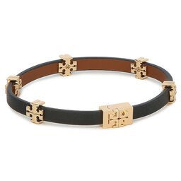 Tory Burch Armband Tory Burch Eleanor Leather Bracelet 147235 Tory Gold / Black 720