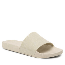 Calvin Klein Pantoletten Calvin Klein Pool Slide Rubber HM0HM01062 Outline Mono Beige 0F5