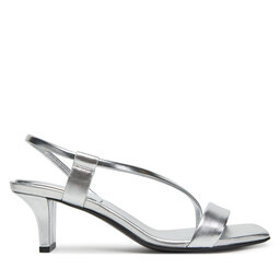 Calvin Klein Sandały Calvin Klein Heel Sandal 50 Squared Metallic HW0HW02560 Srebrny
