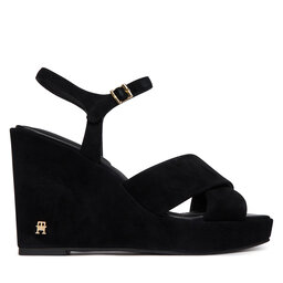 Tommy Hilfiger Sandalen Tommy Hilfiger Suede Wrapped High Wedge FW0FW09218 Schwarz