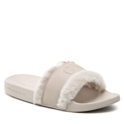 Calvin Klein Jeans Чехли Calvin Klein Jeans Slide W/Fake Fur YW0YW00754 Eggshell ACF