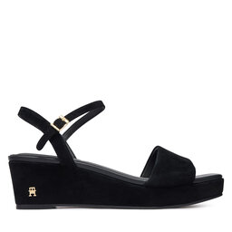 Tommy Hilfiger Sandalen Tommy Hilfiger Suede Wrapped Mid Wedge FW0FW09235 Schwarz