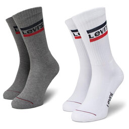 Levi's® Súprava 2 párov vysokých ponožiek unisex Levi's® 37157-0151 White/Grey