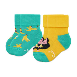 Happy Socks Σετ ψηλές κάλτσες παιδικές 2 τεμαχίων Happy Socks KMNB45-7000 Πράσινο