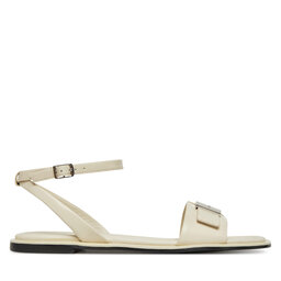 Calvin Klein Sandały Calvin Klein Flat Sandal W/Ck Hw - Lth HW0HW02367 Écru
