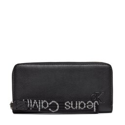 Calvin Klein Голям дамски портфейл Calvin Klein Ultralight Zip Around W/Wristlet K60K611498 Черен