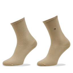 Tommy Hilfiger Набір 2 пар високих жіночих шкарпеток Tommy Hilfiger 701227563 Beige 004