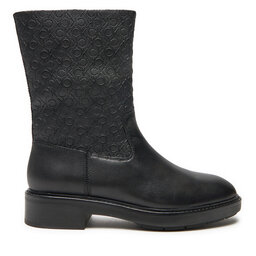 Calvin Klein Botki Calvin Klein Flat Ankle Boot Mono Mix HW0HW02195 Czarny