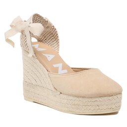 Manebi Espadrillas Manebi Soft Suede Wedge Espadrilles M 1.1 WV Champagne Beige