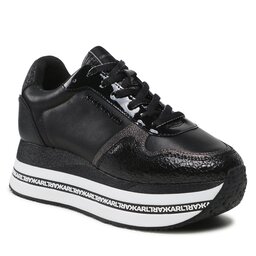 KARL LAGERFELD Sneakersy KARL LAGERFELD KL64921 Black Lthr & Suede Mono