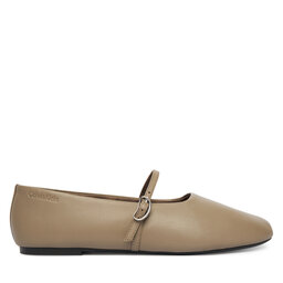Calvin Klein Ballerinas Calvin Klein Oblique Ballerina Mj Lth Hdw HW0HW02847 Braun