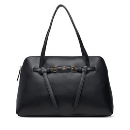 Tommy Hilfiger Handtasche Tommy Hilfiger Th Buckle Tote AW0AW19032 Schwarz