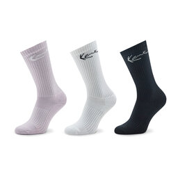 Karl Kani Lot de 3 paires de chaussettes hautes unisexe Karl Kani Signature 3-Pack Sock 3104005 Lavender/Alack/White