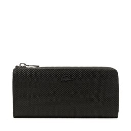Lacoste Голям дамски портфейл Lacoste Slim Zip Wallet NF3580KL Noir 000