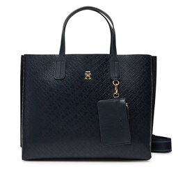 Tommy Hilfiger Дамска чанта Tommy Hilfiger Th Distinct Satchel Mono AW0AW17174 Тъмносин