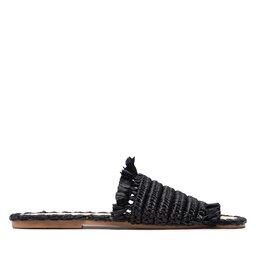 

Шльопанці Manebi Leather Sandal S 4.7 Y0 Black Fringed Knots Raffia, Чорний